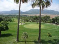 Canyamel Golf Spielbahn Palmaen grüne Rasenfläche