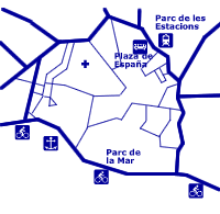 Palma Innenstadt Karte Palma mit Straßen und wichtigen Stationen