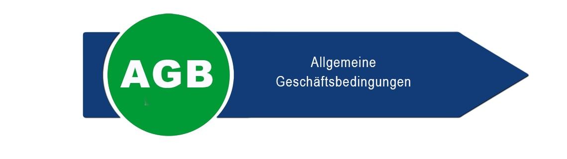 Blauer Pfleil "Allgemeine Geschäftsbedingungen"